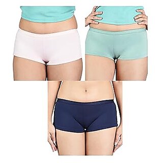 Ginash Cotton Elastane Women's Boyleg Pantie (Pack of 3)