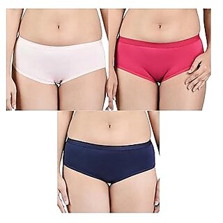 Ginash Cotton Elastane Women's Hipster Pantie (Pack of 3)