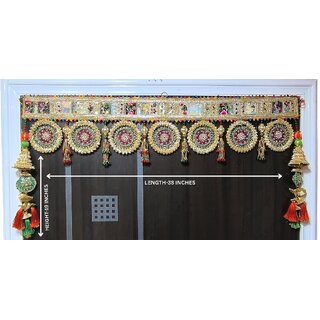 Traditional Decorative Door Toran with Beaded Latkans and Embroidery Work
