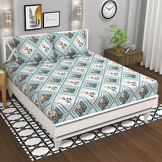 Ambra Linens 140 TC Cotton Single Cartoon Flat Bedsheet (Pack of 1, Red)