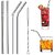 Reusable BPA-Free Metal Thick Long Dishwasher Safe Stainless Steel Drinking Straws 8.5 Inches (2 Straight 2 Bend and 1 C