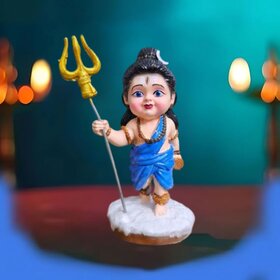 Tiny Shiny Baal Shiv JI Cute Littel Baal Shiv Idol Status Good Luck Murti for Home Temple Office Desk Car Dashboard