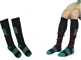 Pack Of 2 - Compression Socks Unisex Striped Knee High, Calf Length Socks