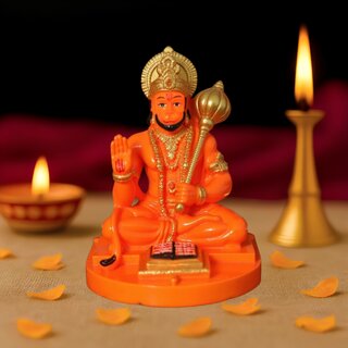 Tiny Shiny Hanuman Ji Murti Idol Blessing with Gada Sitting  for Temple Car Dashboard Home Decor Statue Gifts Home Pooja