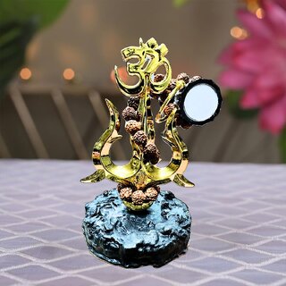 Tiny Shiny Traditional Trishul with Damru Decorative Showpiece Statue for Car Dashboard, Pooja, Home  Office Decor