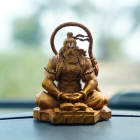 Tiny Shiny Tail Hanuman Ji Murti Statue for Car Dashboard Hanuman Idol Dhyan Mudra Meditation Bajrangbali Bhagwan for Ho