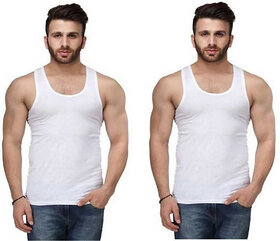 (Pack of 2) PrintCultr Men Solid Pure Cotton Sleeveless Vest For Mens