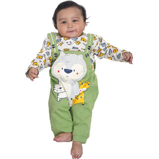 Kid Kupboard Cotton Baby Boys T-Shirt and Jumpsuit Set, Multicolor, Full-Sleeves, 3-6 Months KIDS7611