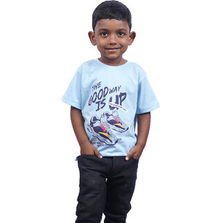 Kid Kupboard Cotton Boys T-Shirt, Light Blue, Half-Sleeves, 6-7 Years KIDS7633