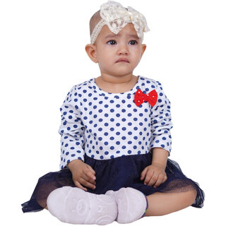 Kid Kupboard Cotton Baby Girls A-Line Frock, Multicolor, Full-Sleeves, 9-12 Months KIDS7658