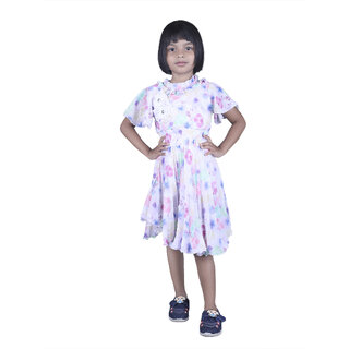 Kid Kupboard Cotton Girls A-Line Frock, Multicolor, Half-Sleeves, 7-8 Years KIDS7660