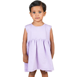 Kid Kupboard Cotton Baby Girls A-Line Frock, Light Purple, Sleeveless, 3-4 Years KIDS7662