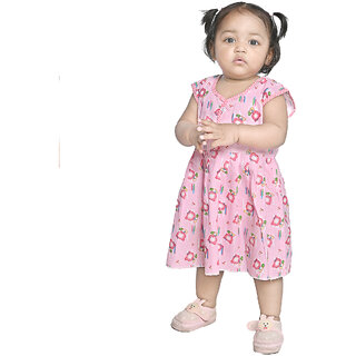 Kid Kupboard Cotton Baby Girls A-Line Frock, Light Pink, Sleeveless, 2-3 Years KIDS7663