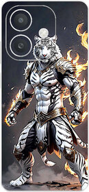 Yug Emporium Back Skin Wrap For Oppo A3x Premium Quality Full Coverage (Fighter lion 3D) (Mobile Back Cover, Multicolor)