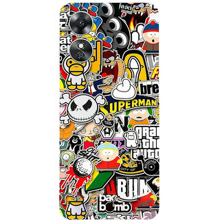 Yug Emporium OPPO A17 3D CARTOON DESIGN PATTERN CARTOON THEME BACK SKIN STICKERS. (Mobile Back Cover, Multicolor)