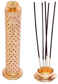(Pack of 1) Copper Incense Stick & Dhoop Holder - Round with Ash Catcher, Home Use