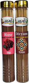 Rose  Divyam Agarbatti Pack of 2- (100 grams each) with free stand