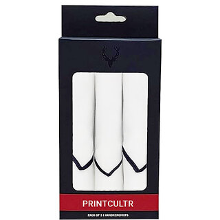 (Pack Of 3) Print cultr Cotton Men White Casual Style Handkerchief