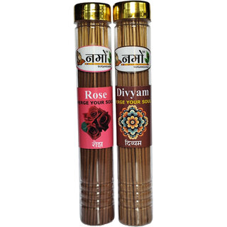Rose  Divyam Agarbatti Pack of 2- (100 grams each) with free stand