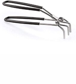 i WARE Stainless Steel Wire Tong Pakkad Utensil Holder, Kitchen Pincers with Grip (21cm) (Black)