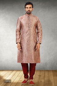 Raivat Ethnic Onion Pink Colour Jacquard Silk Brocade Kurta Pajama 1003