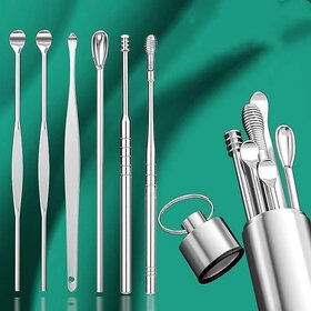 Pranjal Enterprise 6-in-1 Ear Wax Cleaner  Reusable Ear Cleaning Tools with Aluminum Tube, Ear Pick Kit