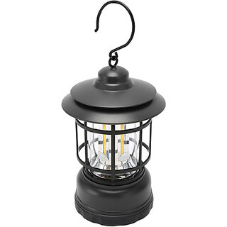 Retro Style Lighting Camping Light Vintage Tabletop Lanterns Black Metal, Plastic Hanging Lantern(17 cm X 9.4 cm, Pack of 1)