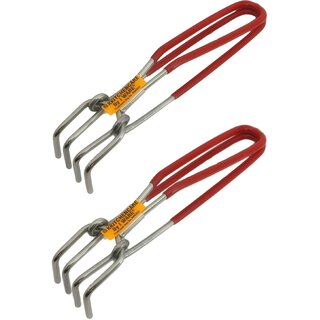 i WARE Stainless Steel Wire Tong Pakkad Utensil Holder, Kitchen Pincers with Grip (21cm) (Red) (Set of 2)