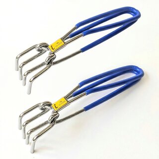 i WARE Stainless Steel Wire Tong Pakkad Utensil Holder, Kitchen Pincers with Grip (21cm) (Blue) (Set of 2)