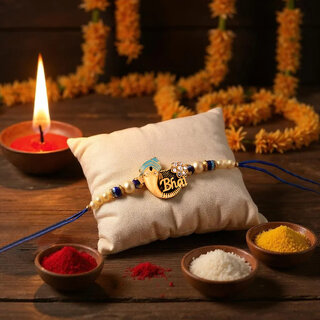 Gold Plated Meenakari Religious Rakshabandhan Ganpati Design Rakhi for Bhaiya/Bhabhi Pack of 1