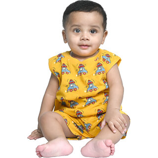 Kid Kupboard Cotton Baby Boys T-Shirt and Short Set, Yellow, Sleeveless, 9-12 Months KIDS7680