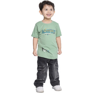Kid Kupboard Cotton Baby Boys T-Shirt, Green, Half-Sleeves, 4-5 Years KIDS7685