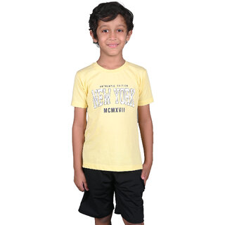 Kid Kupboard Cotton Boys T-Shirt, Yellow, Half-Sleeves, 9-10 Years KIDS7693