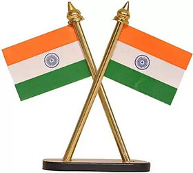 India Double Sided Wind Car Dashboard Flag  (Nylon)