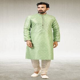 Raivat Ethnic Pista Green Colour Jacquard Silk Brocade Kurta Pajama 1022