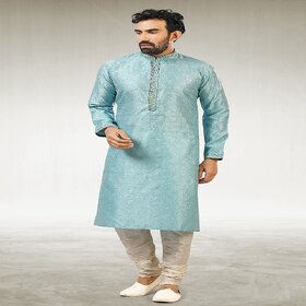Raivat Ethnic Sky Blue Colour Jacquard Silk Brocade Kurta Pajama 1023