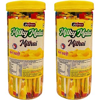My Dreem Milky Malai Mithai Rabdi Mango Flavored Milk Sweet  40 Pieces Sweet Liquid Milky Delight  Pack of 2