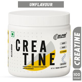 Alpha Nutrition Creatine Monohydrate Micronised  100 g (Unflavoured)  33 Servings  Strength  Muscle Support