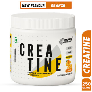 Alpha Nutrition Creatine Monohydrate Micronised  250 g (Orange)  83 Servings  Strength  Muscle Support