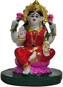 Laxmi MATA Idol  Goddess of Wealth and Prosperity | Resin Murti for Home Temple, Office, Car Dashboard & Gifting (Multicolor, 4 Inch)