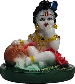 Bal Krishna Idol for Home Temple & Dcor | Laddu Gopal Murti for Janmashtami & Pooja |Resin Murti for Home Temple, Office, Car Dashboard & Gifting (White & RED) (Red)