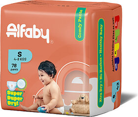 Alfaby Baby Diapers | leak proof super dry and super comfy pants - S (78 Pieces)
