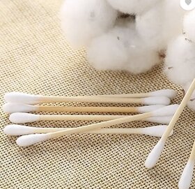 Bamboo Wooden Swab Cotton Ear Duds  Double-Headed Disposable Sanitary Cotton Swabs for Daily Care pack of 100 Pieces
