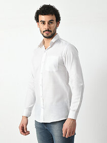 Alokk Mens Regular Fit Solid Curved Collar Casual Shirt  White, Comfortable and Stylish Everyday Wear