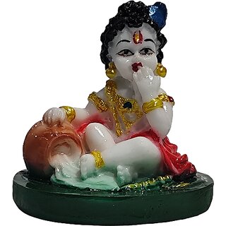 Bal Krishna Idol for Home Temple & Dcor | Laddu Gopal Murti for Janmashtami & Pooja |Resin Murti for Home Temple, Office, Car Dashboard & Gifting (White & RED) (Red)