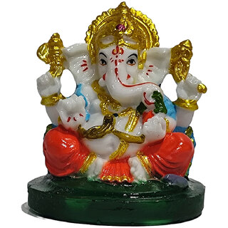 Lord Ganesha Idol for Home Temple & Dcor | Resin Murti for Home Temple, Office, Car Dashboard & Gifting (RED, 4 Inch) (Red)