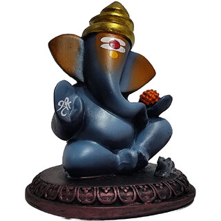 Lord Ganesha Idol with Mouse  Matt Finish Decorative Murti for Home, Office, Car Dashboard  Gift (4 Inch) Grey Color
