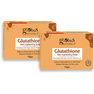 Buy Globus Naturals Glutathione Skin Lightening Soap Enriched with Kojic  Acid & Vitamin C, E For Reduces Dark Spots, Wrinkles & Fine Lines 75gm, Set  of 2 Online - Get 60% Off
