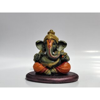 Lord Ganesha Idol  Matt Finish Decorative Murti for Home, Office, Car Dashboard  Gift (4 Inch) Green Color