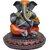 Lord Ganesha Idol with Mouse  Matt Finish Decorative Murti for Home, Office, Car Dashboard  Gift (4 Inch)(Grey  Orange)
